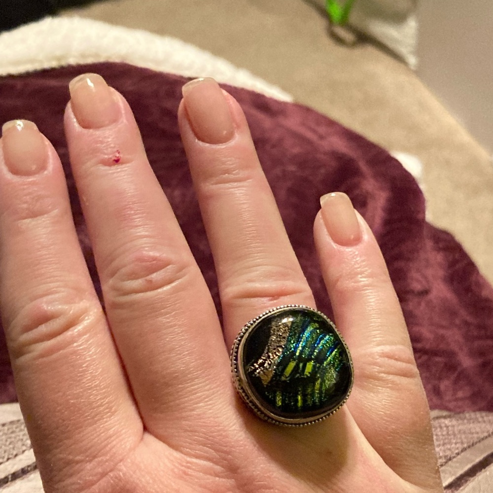Dichroic glass ring size 8